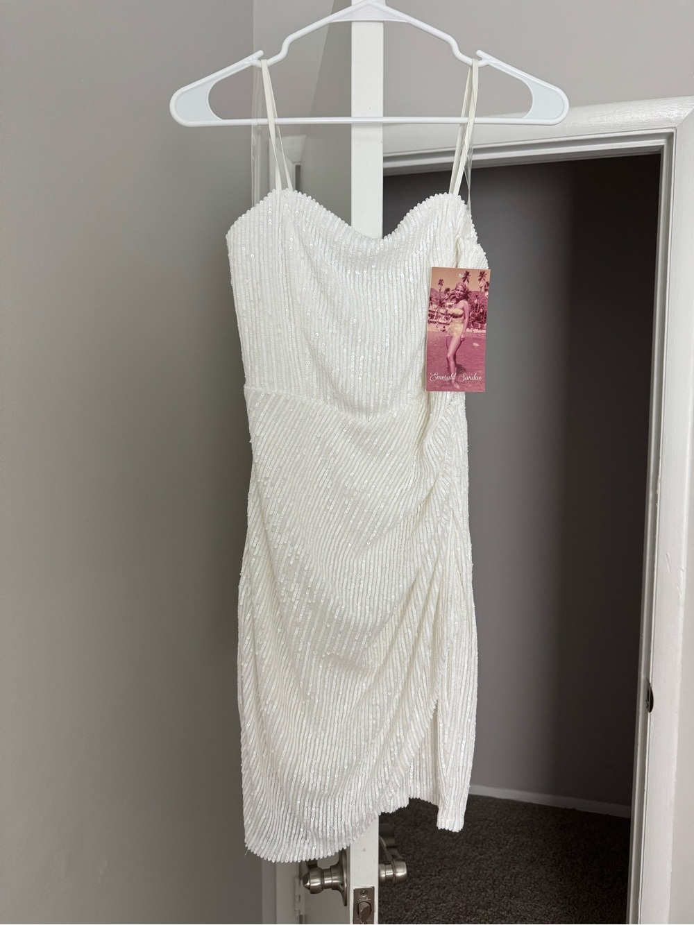 NWT Emerald Sundae White Sequin Mini Dress